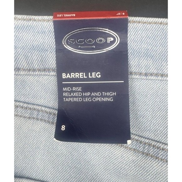 SCOOP Women’s Light Wash Denim Barrel Leg Mid Rise Ankle Jeans Sz 8 NEW - Picture 12 of 12